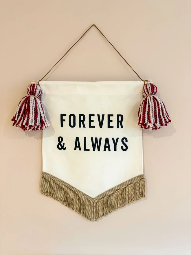 Handmade Fabric Forever and Always Valentine's Banner