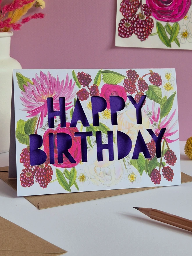 Raspberry Birthday Card 