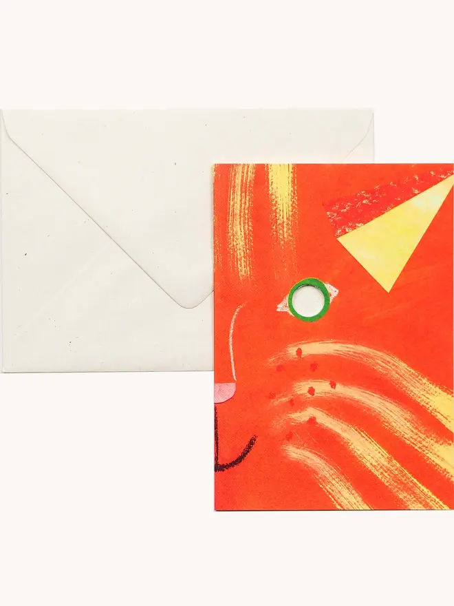red cat mask paper card