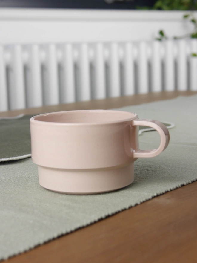 Angular Ceramic Mug in blush pink