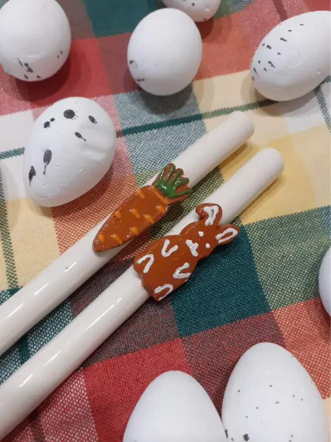 Bunny and Carrot Easter Gingerbread ceramic drinking straws