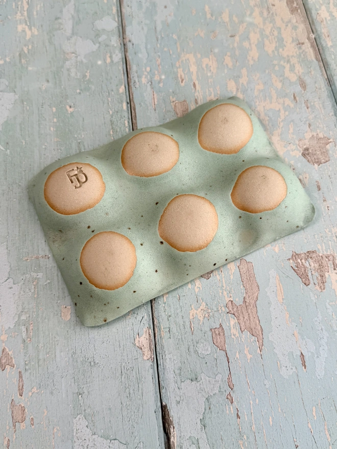 Ceramic Green speckled Egg Tray
