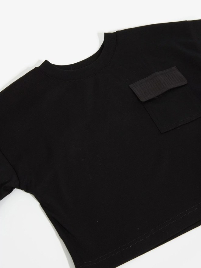 black oversized kimono sleeve cool kids t-shirt by studio koter in organic cotton