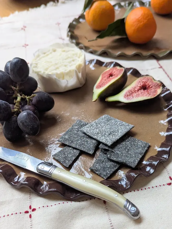 Chocolate Brown Edged Frill Platter