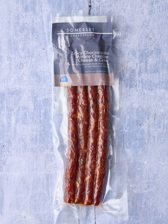 Spicy Chorizo With Cider & Local Mature Cheddar Poker
