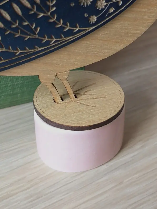 Standing Wooden Barn Swallow, blue wooden bird decoration standing on wooden base. 