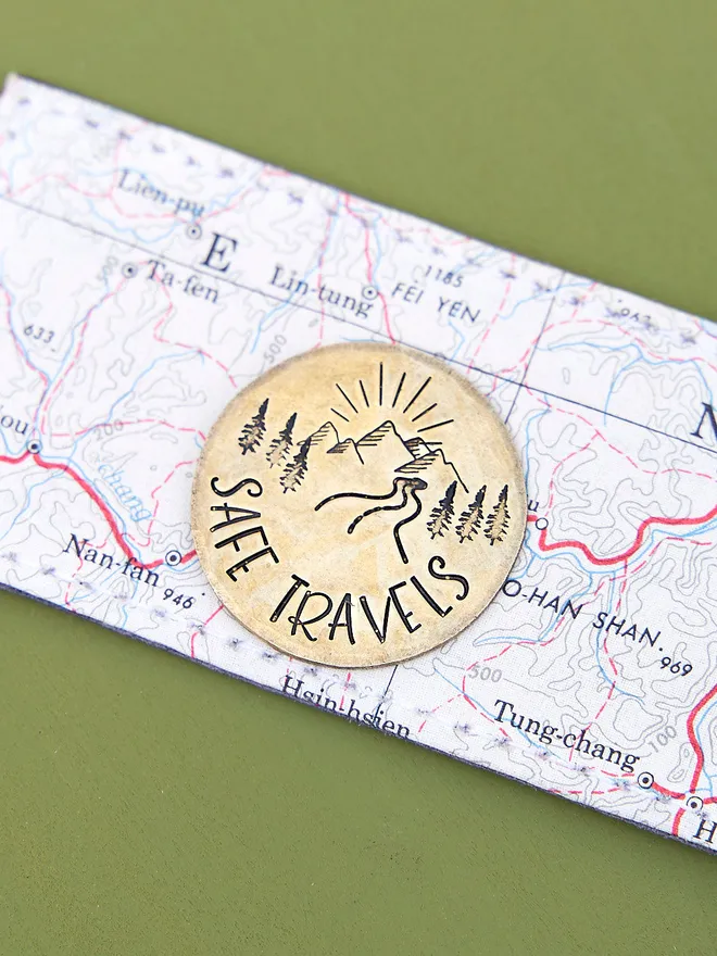 Safe Travels Stamped Coin