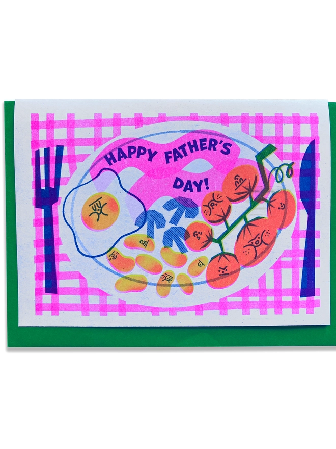 'Happy Fathers Day!' A6 Riso Breakfast Greetings Card