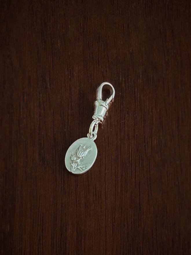 Sterling Silver Herb Robert Medal Charm and Albert Swivel Clasp