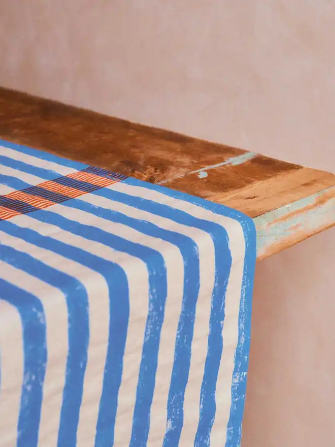 Blue Striped Table Runner
