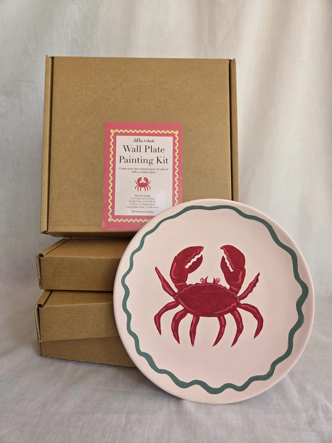 plate painting kit box with finished crab plate