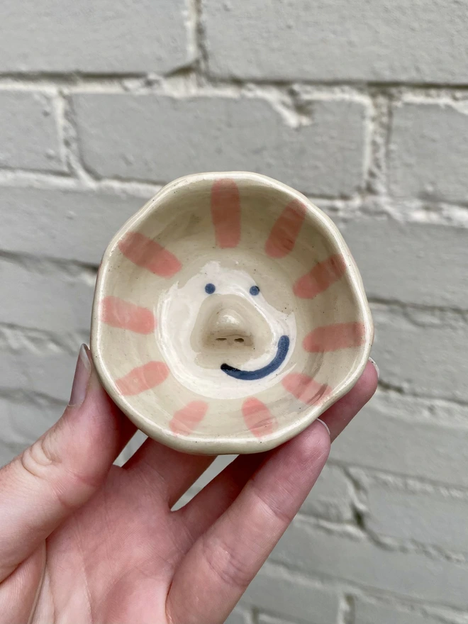 pink stripe trinket bowl