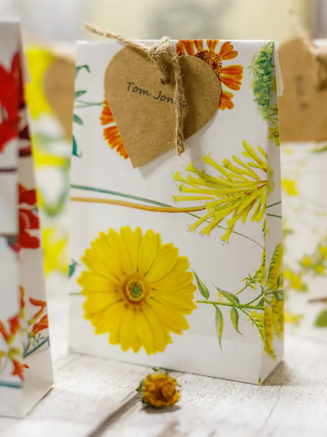 floral personalised wedding favour gift bags
