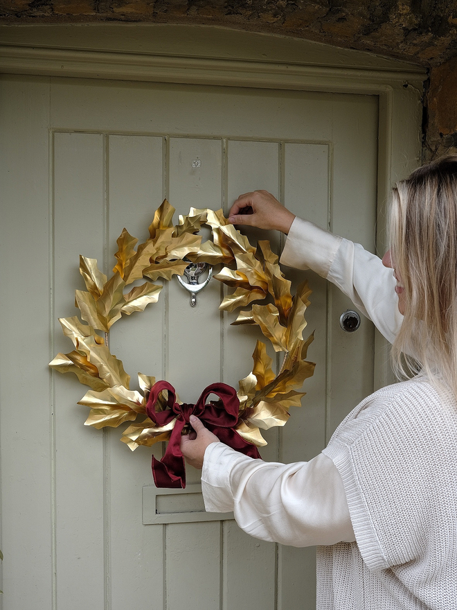 Christmas Brass Holly Wreath
