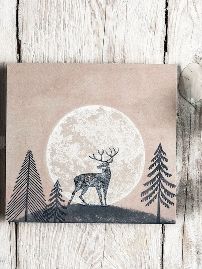 Highland Stag, Moon And Wild Grass Stamps