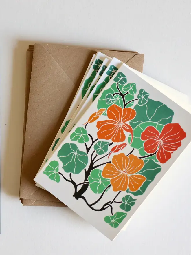 nasturtium flower notecard set