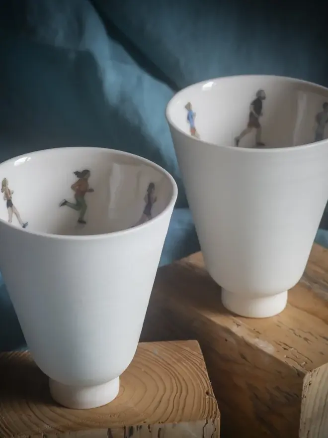 Individual Handmade Porcelain 'Runner' Beakers