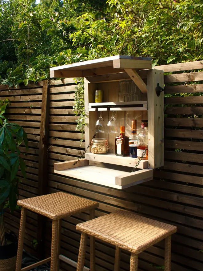 Drop Down Wooden Wall Garden Bar