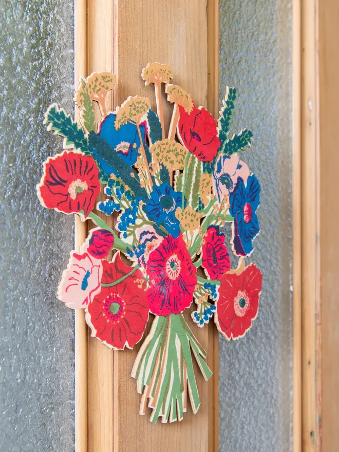 poppy bouquet wooden wreath