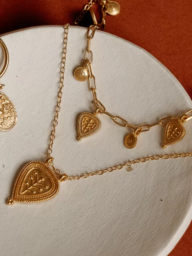 Tree of Life layering necklaces in gold vermeil by Loft & Daughter