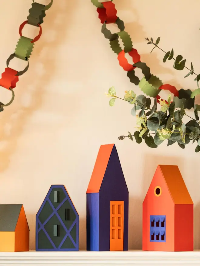 paper chain and colourful village