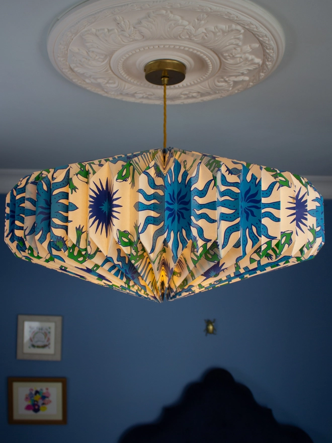 Colourful origami lightshade