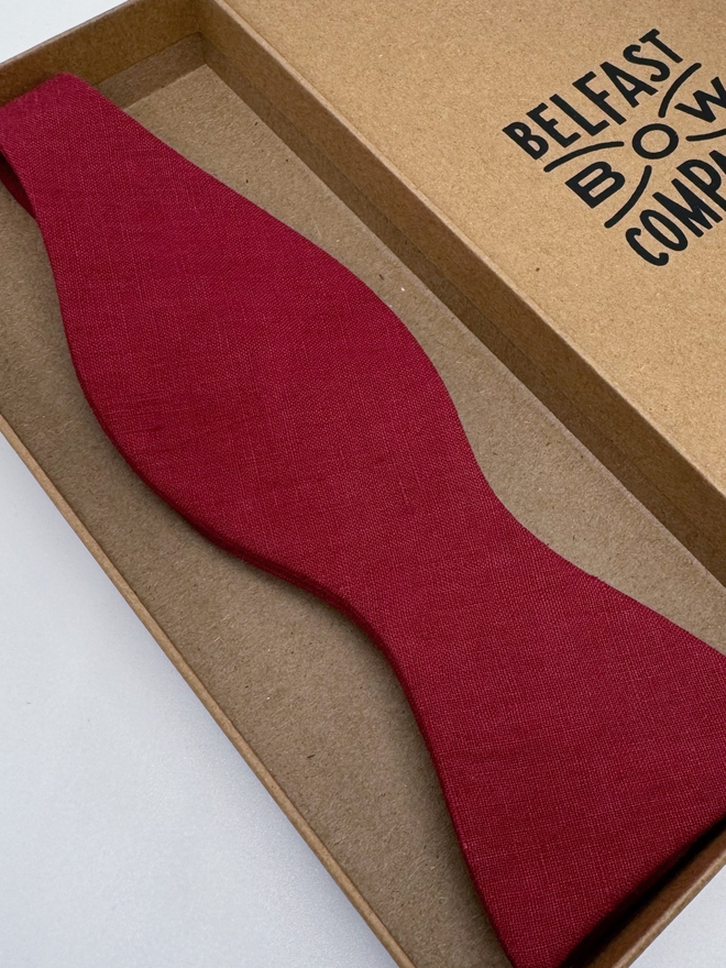 Cherry Red Irish Linen Self-Tie by the Belfast Bow Company