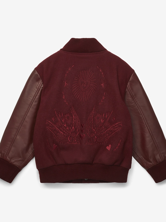 Wild & Free Wool & Leather Maroon Jacket 
