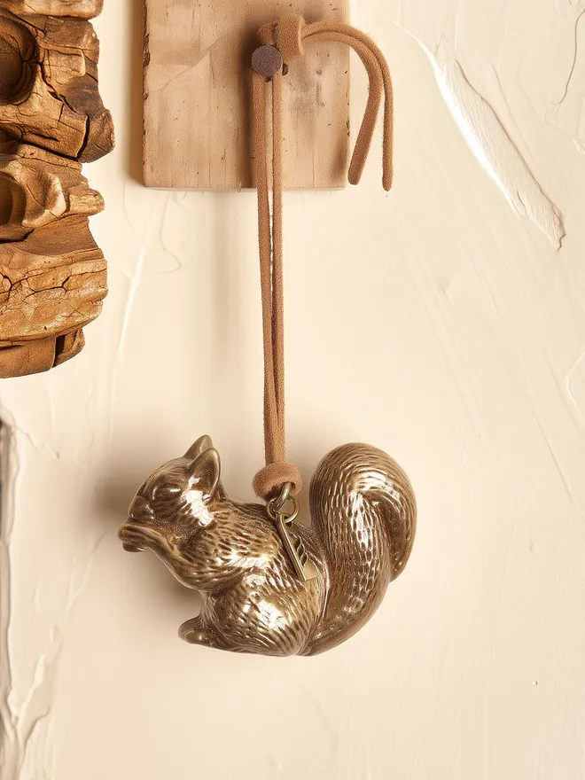 Squirrel Christmas Hanging Decoration with suede cord