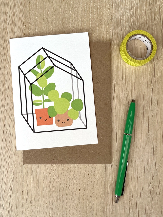 Greenhouse Greetings Card with plants