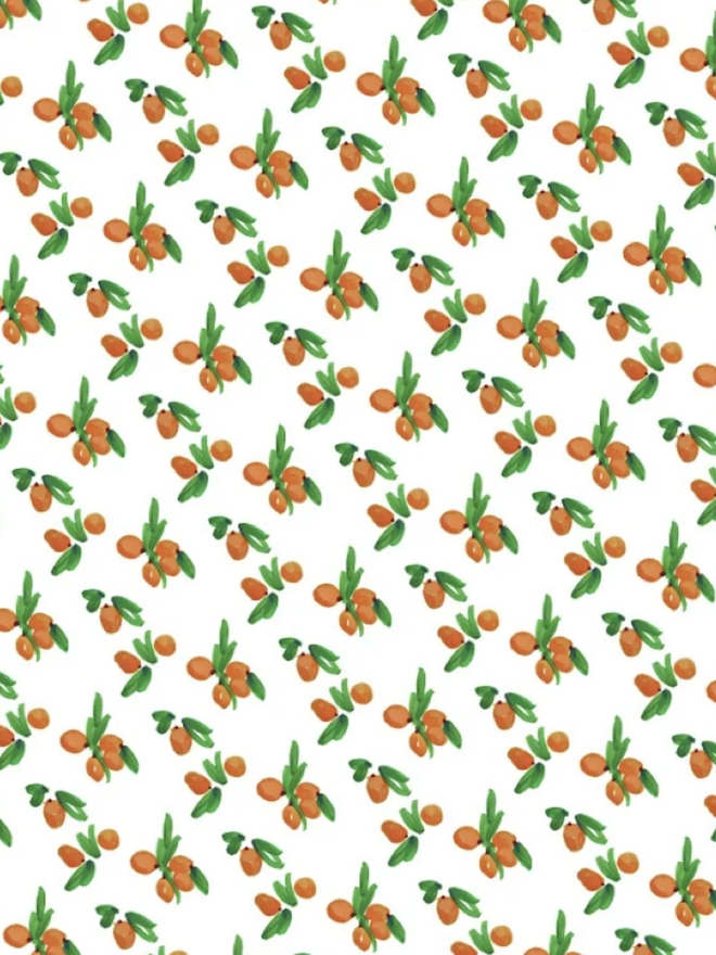 Clementines Muslin. A muslin patterned with clementines.