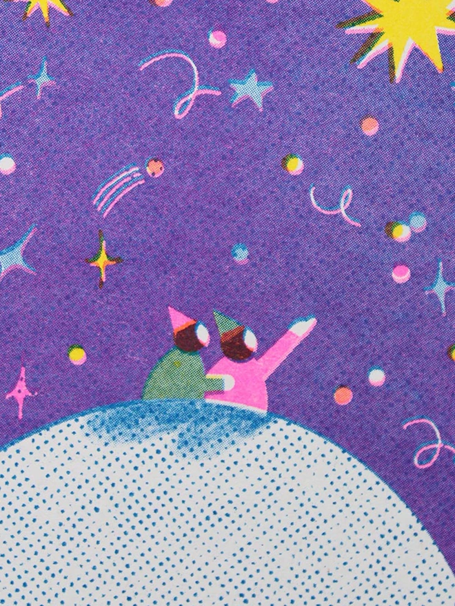 'Star Gazing' A6 Riso Christmas Card