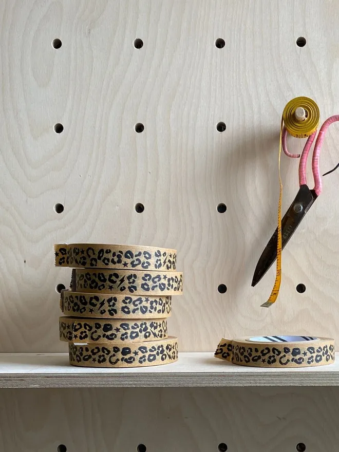 Leopard print  adhesive paper tape, on a shelf | Petra Boase