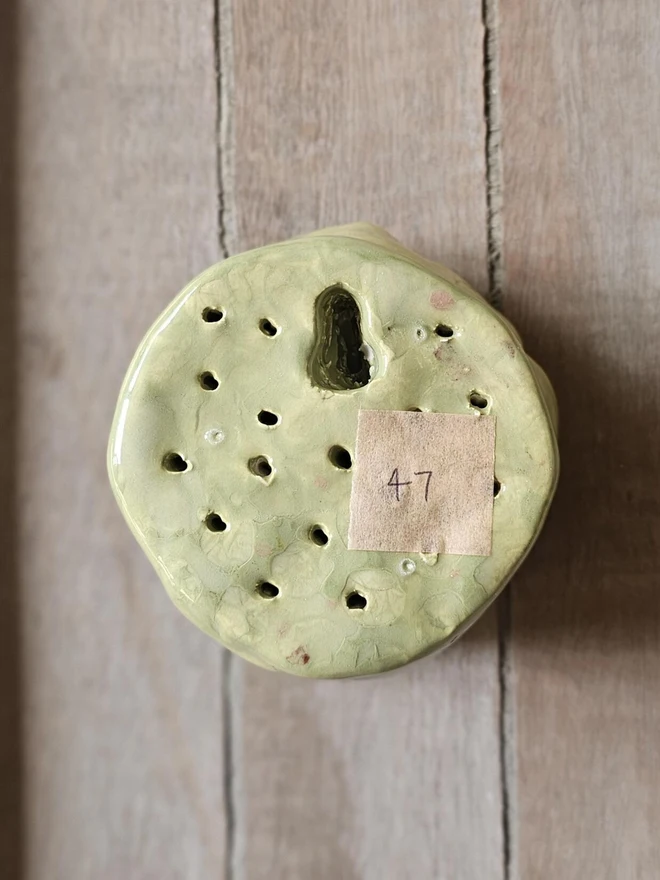 olive green ceramic peony rose flower pottery art decor wall hanging gift 