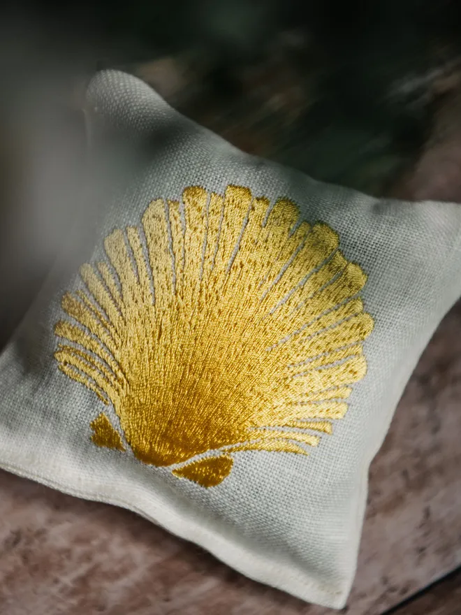 Sea Shell Lavender Sachet. A sachet of lavender with embroidered Sea Shell design.
