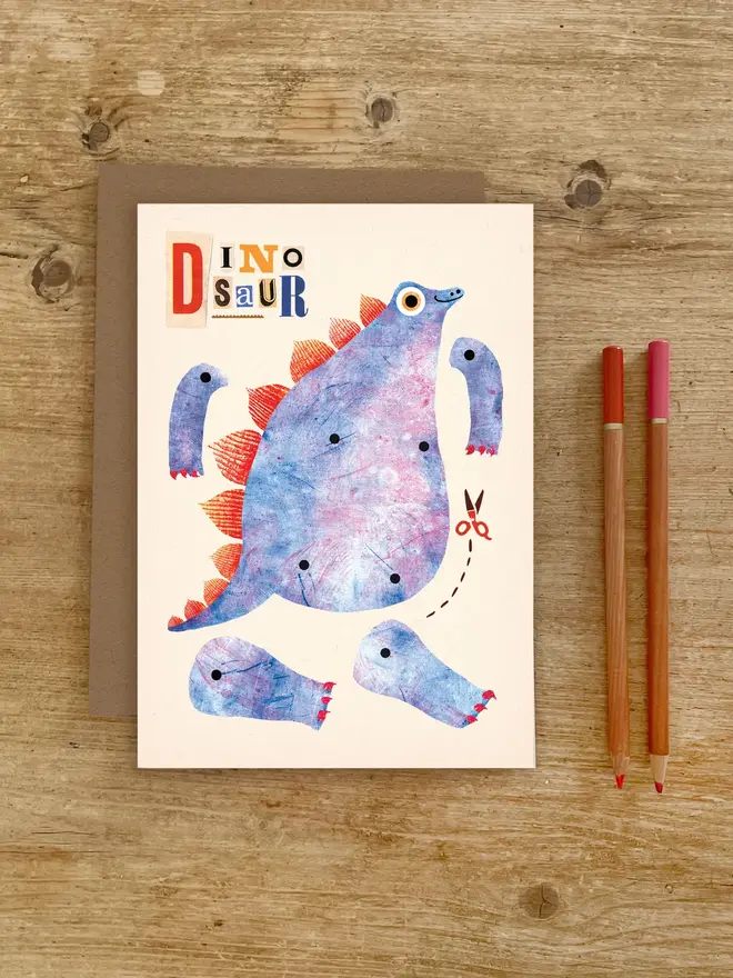 dinosaur split pin puppet card