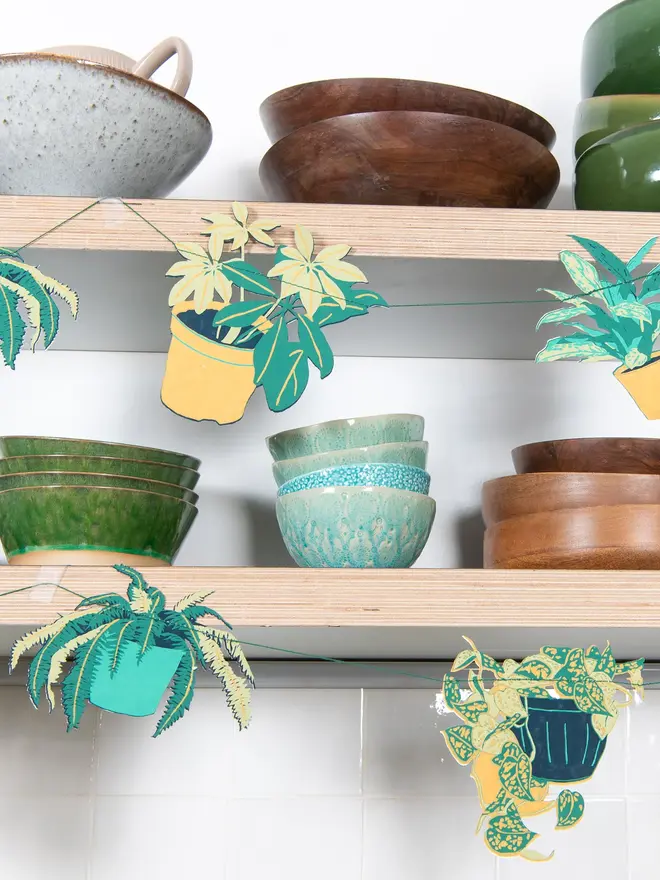 houseplants sewn paper garland