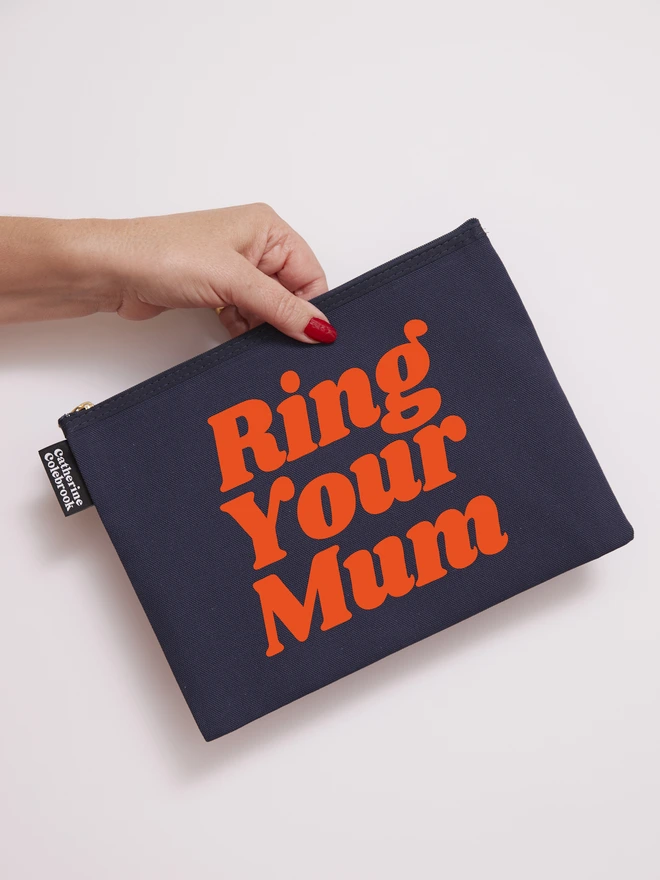 CATHERINE COLEBROOK RING YOUR MUM PURSE NAVY:ORANGE