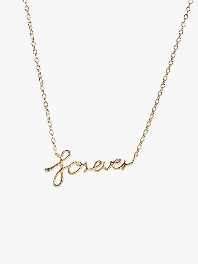 'Forever' Wild Script Gold Necklace