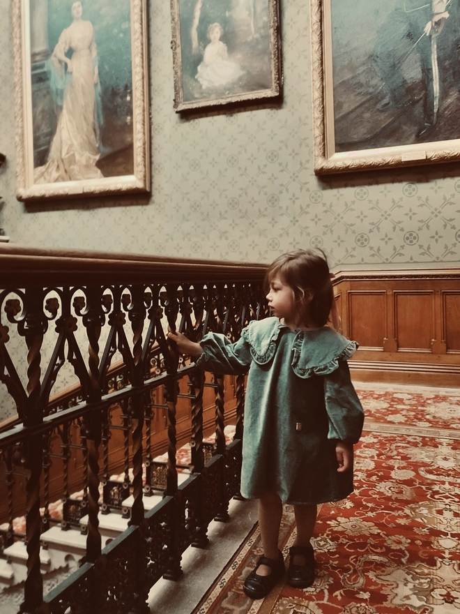 kids velvet dress green