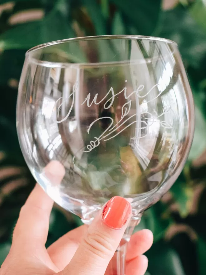 Personalised Calligraphy Engraved Gin Glass