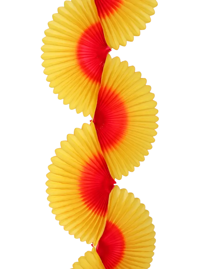 Two-Tone Fan Garland 1.75m, Mustard & Crimson