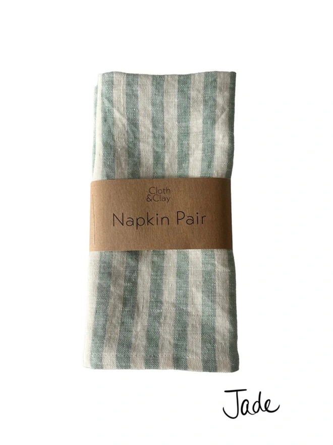 Striped linen napkin pair