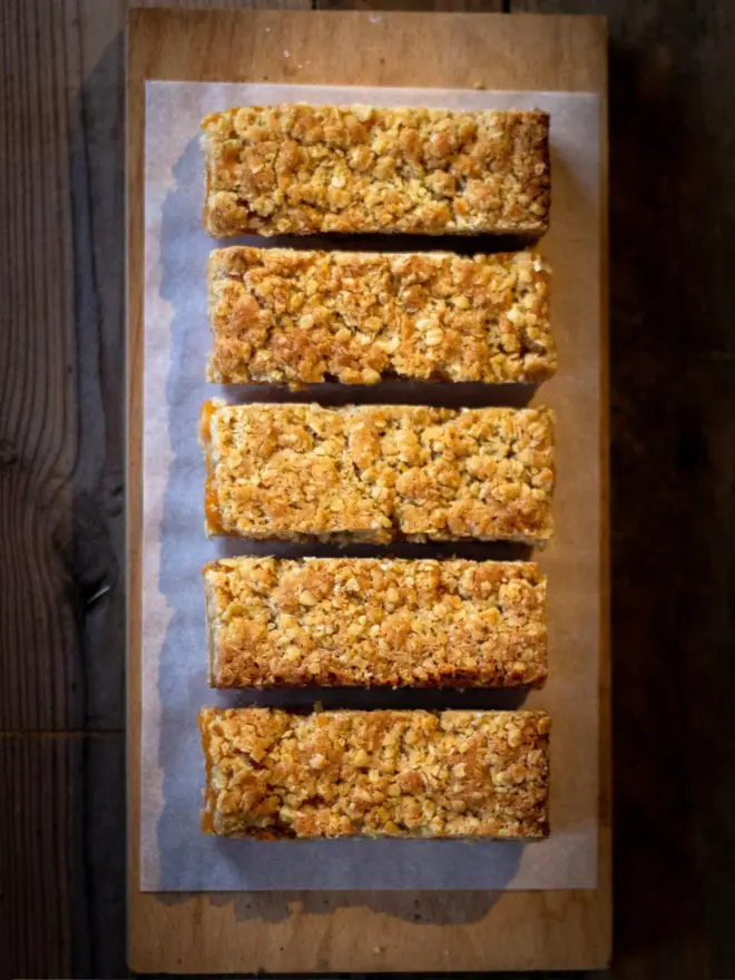 A tray of apricot oat slices