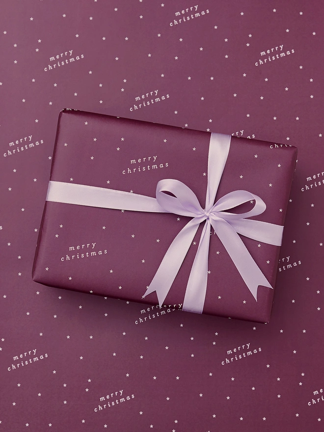 minimal christmas wrap burgundy