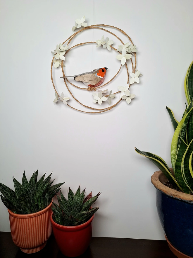 Robin Red breast paper sculpture wall art