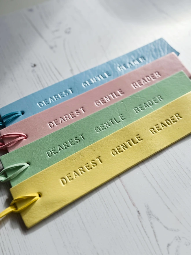 Dearest Gentle Reader inspired leather bookmarks