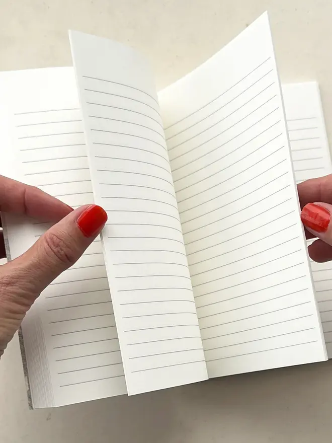 opened lined pages of the notebook