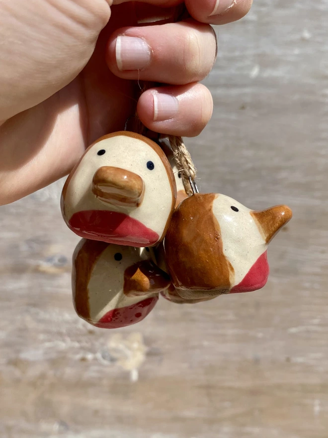 ceramic robin hanging decoration - group - hanging