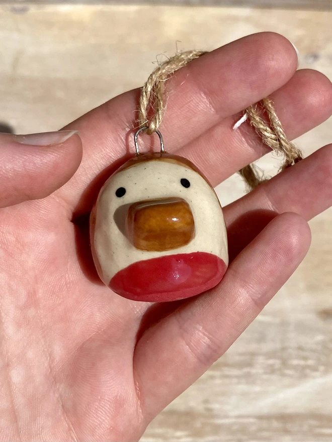 ceramic robin hanging decoration front